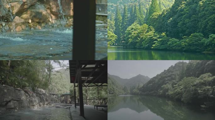 4K 宁海 温泉一角 山坳 湖水