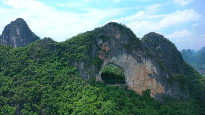 桂林阳朔十里画廊大榕树月亮山