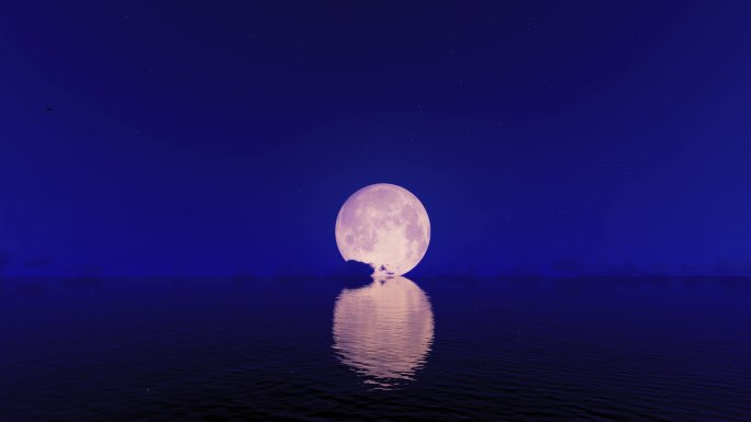 4K海上升明月 中秋月圆 月亮升起 明月