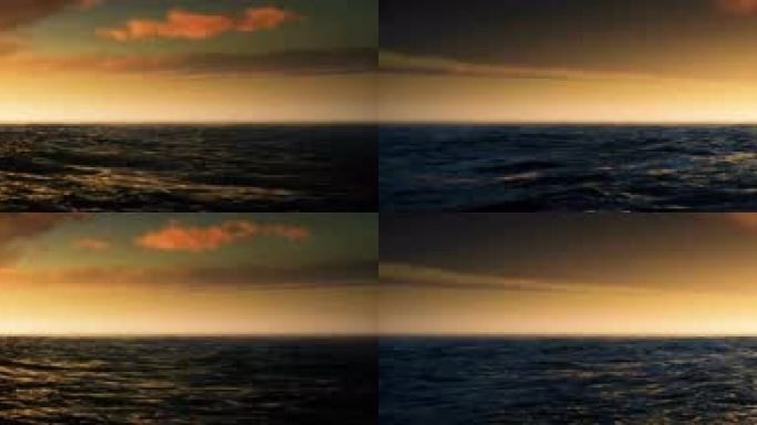 8K超宽屏日起日落西山海面场景