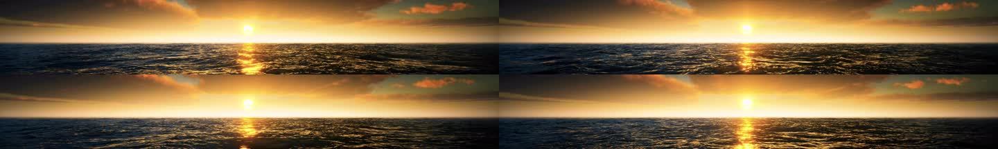 8K超宽屏日起日落西山海面场景