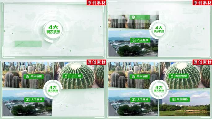 4-绿色分屏企业分类展示ae模板包装四