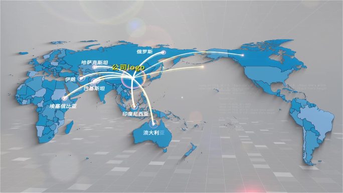 公司项目辐射世界多地地图文字展示AE模板