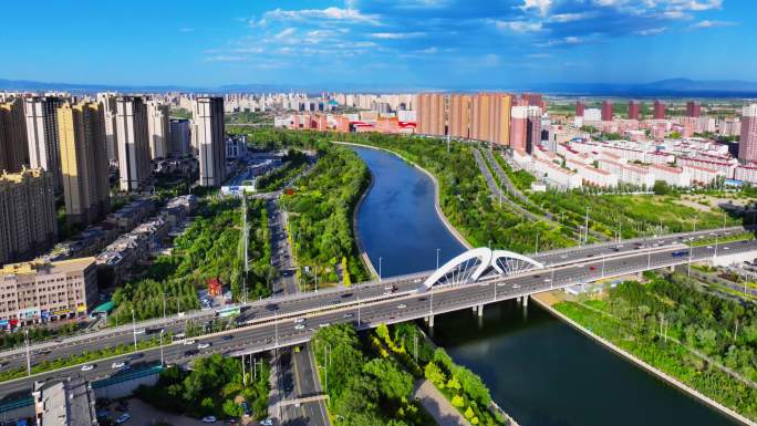呼和浩特城市建设绿化水系道路大景生态宜居