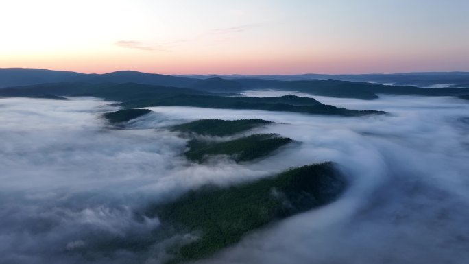 航拍黎明山川云海朝阳
