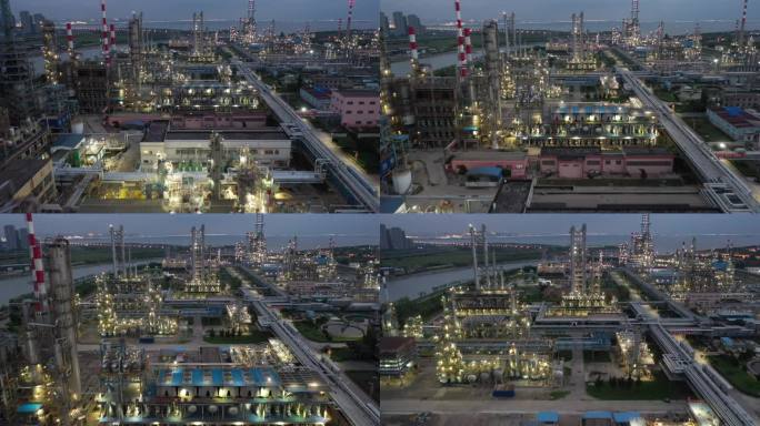 航拍视角石油化工厂