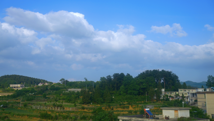 高铁窗外风景美丽乡村 田园风光