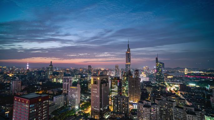 南京日转夜夜景，新街口夜景