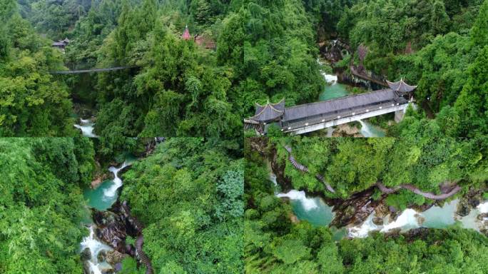 四川渠县森林湿地公园瀑布大自然航拍宣传片