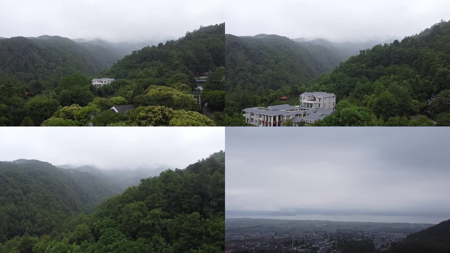 云南大理苍山雨雾航拍