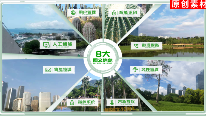 8-绿色分屏企业分类展示ae模板包装八