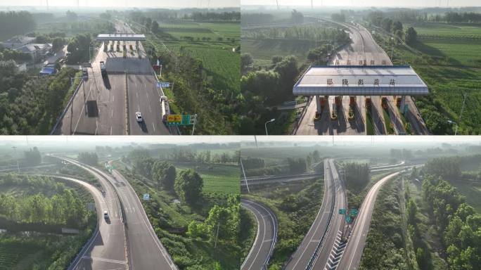 河南许昌鄢陵高速口高速收费站航拍