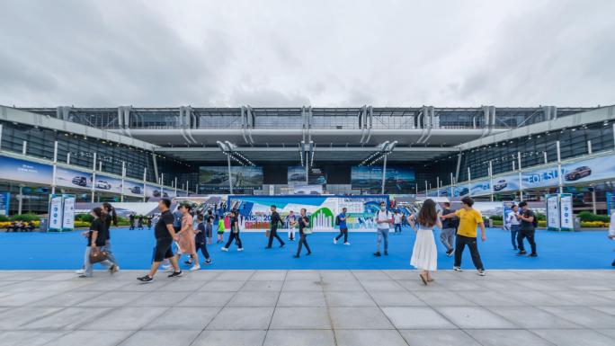 车展粤港澳大湾区车展人流延时视频素材合集