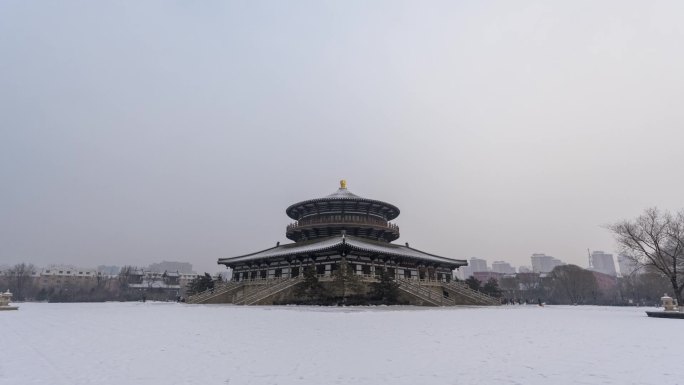 大同明堂雪景延时视频