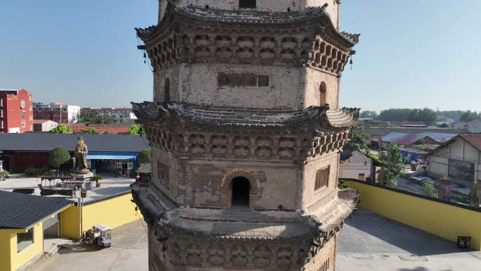 河南许昌鄢陵风景名胜历史古迹乾明寺塔航拍