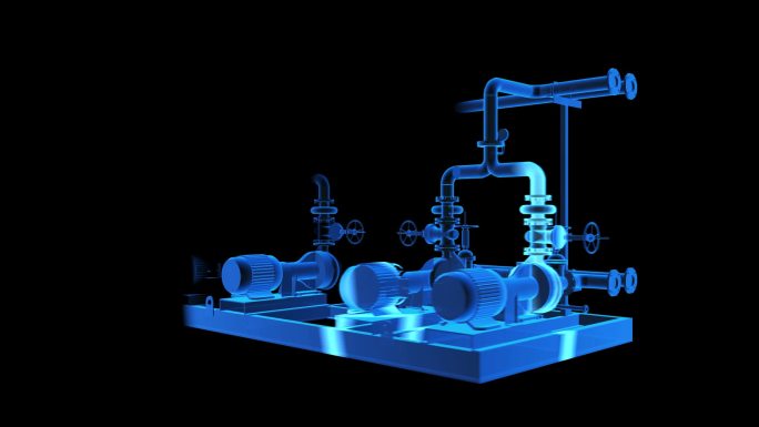 工业水泵组全息蓝色科技通道素材