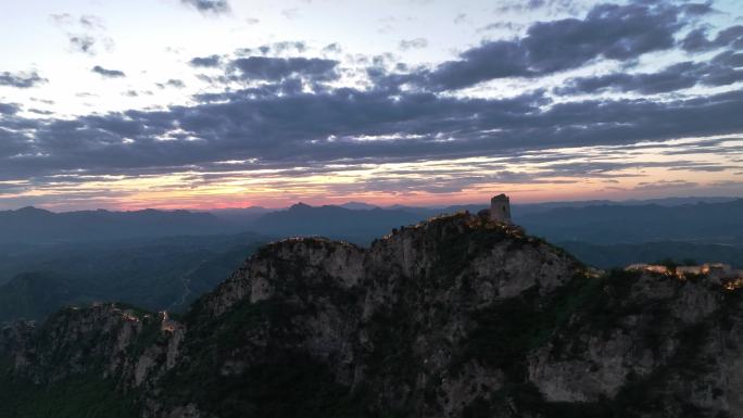 中国北京明代古长城夜景风光