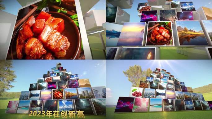 三维企业旅游美食团建照片展示转场模板