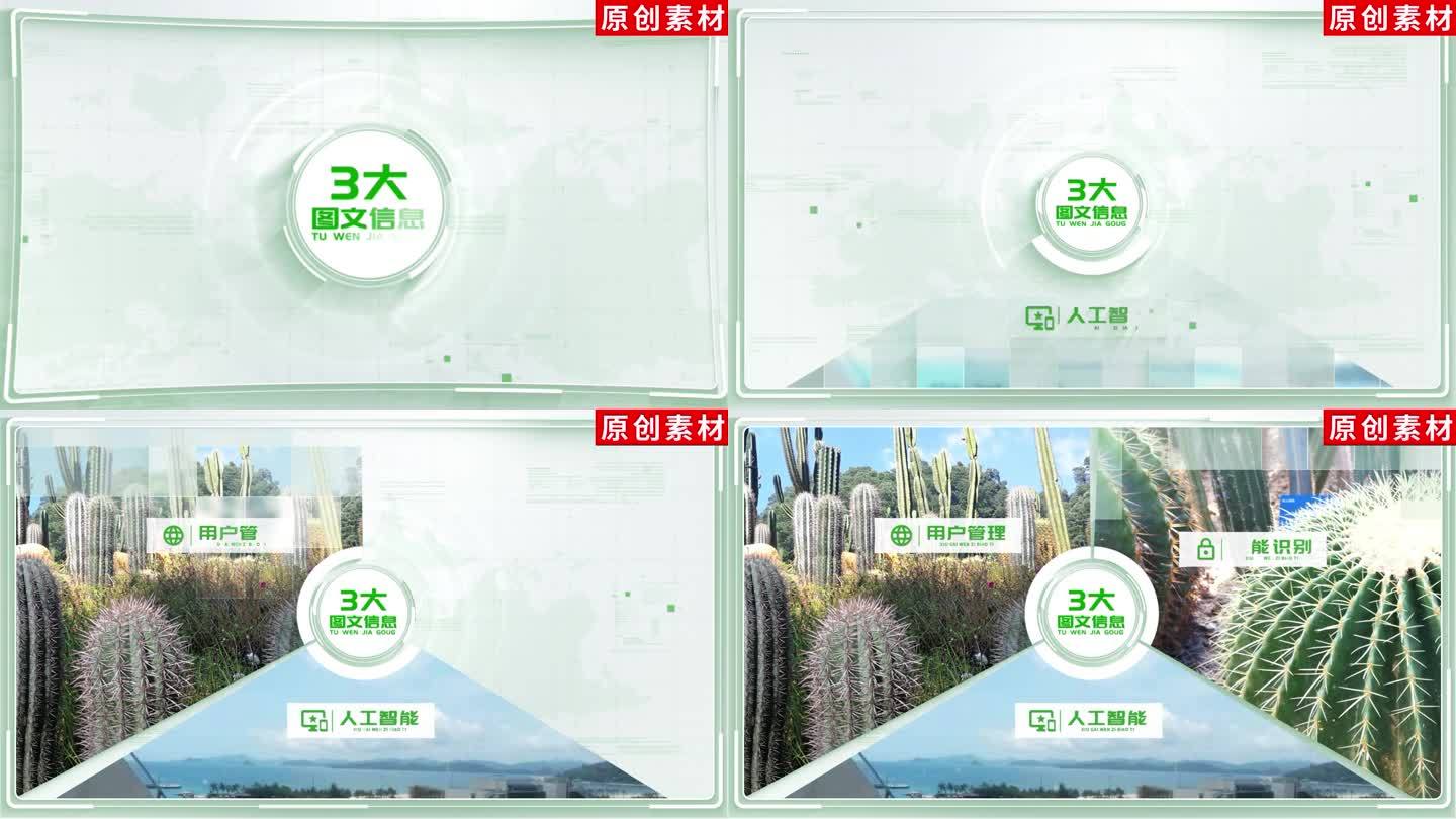 3-绿色分屏企业分类展示ae模板包装三