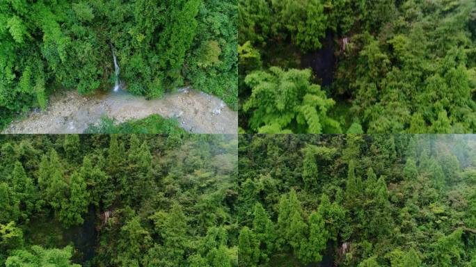 瀑布森林湿地山川景色喀斯特航拍