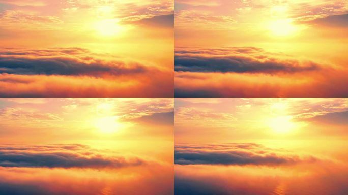 正版4K 海上云层日出朝霞美景