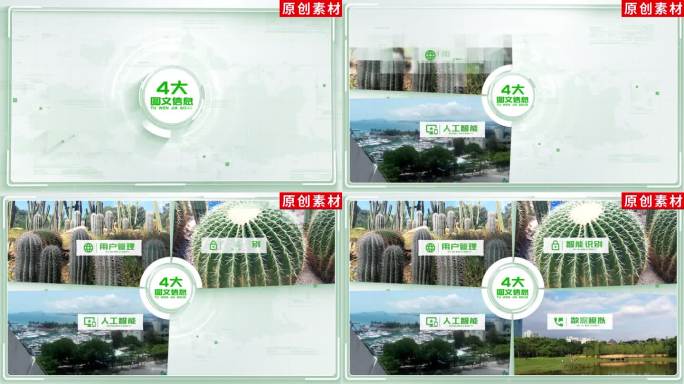 4-绿色分屏企业分类展示ae模板包装四