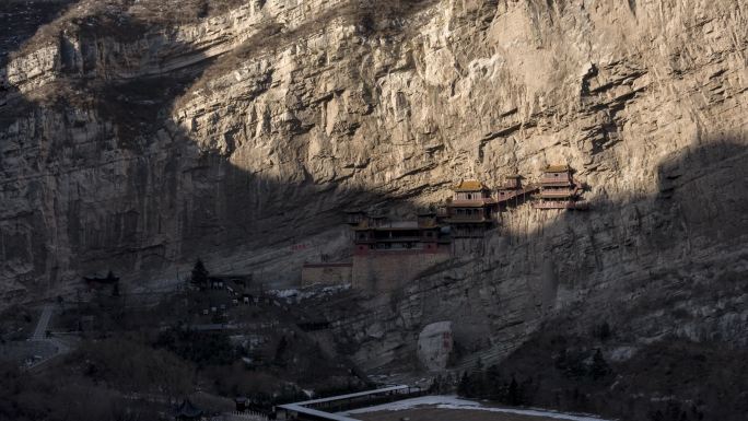 山西大同悬空寺光影延时视频