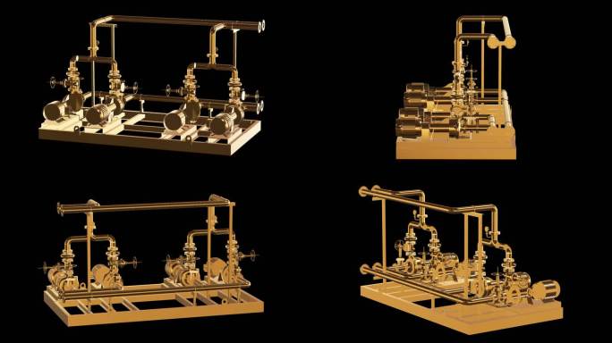 工业水泵组黄金版效果展示通道素材