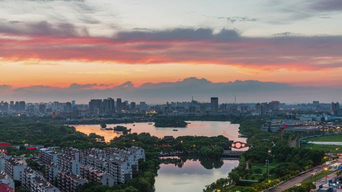 嘉兴南湖日转夜延时 南湖晚霞