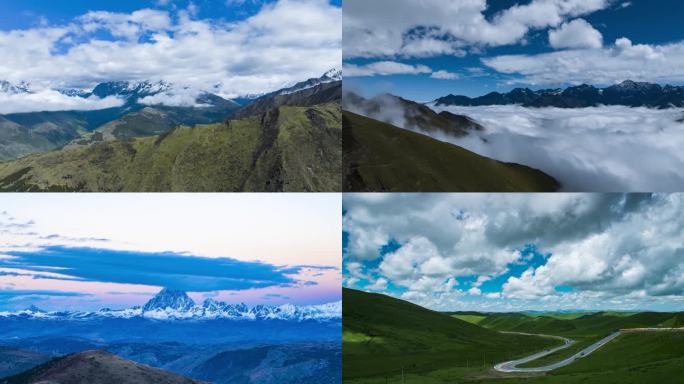 高原雪山云海草原延时合集