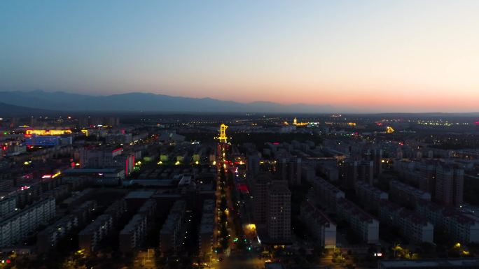 4K_甘肃嘉峪关古城建筑夜景航拍