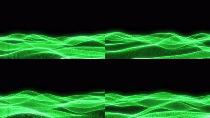 绿色丝绸粒子数字海洋优雅ae模板工程文件