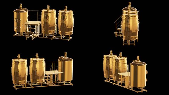 自酿啤酒机器酒桶黄金版效果展示通道素材