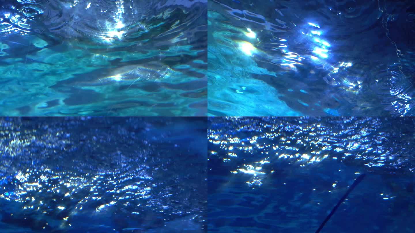 蓝色波光粼粼水面