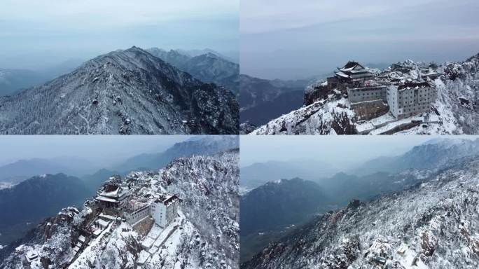 安徽池州九华山雪景天台寺雪景