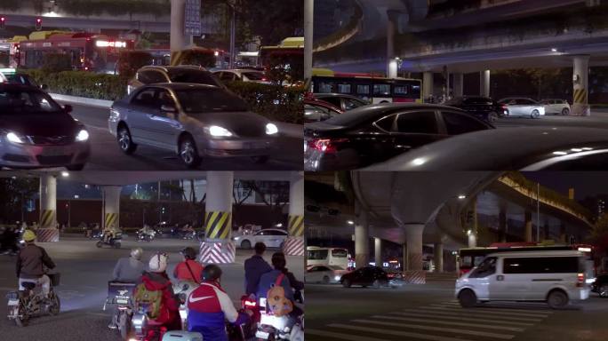 马路汽车加速运动广州城市夜色车水马龙