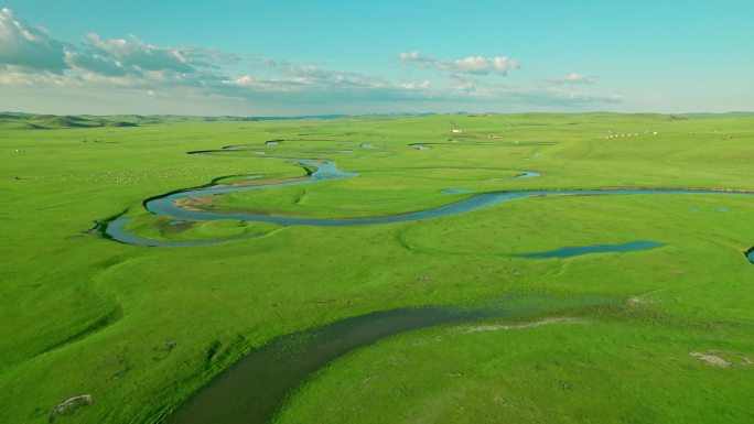 内蒙古呼伦贝尔大草原草场湿地河流