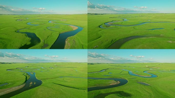 内蒙古呼伦贝尔大草原草场湿地河流