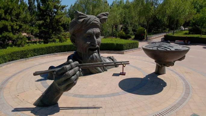 榆林沙河公园雕塑 陕北人