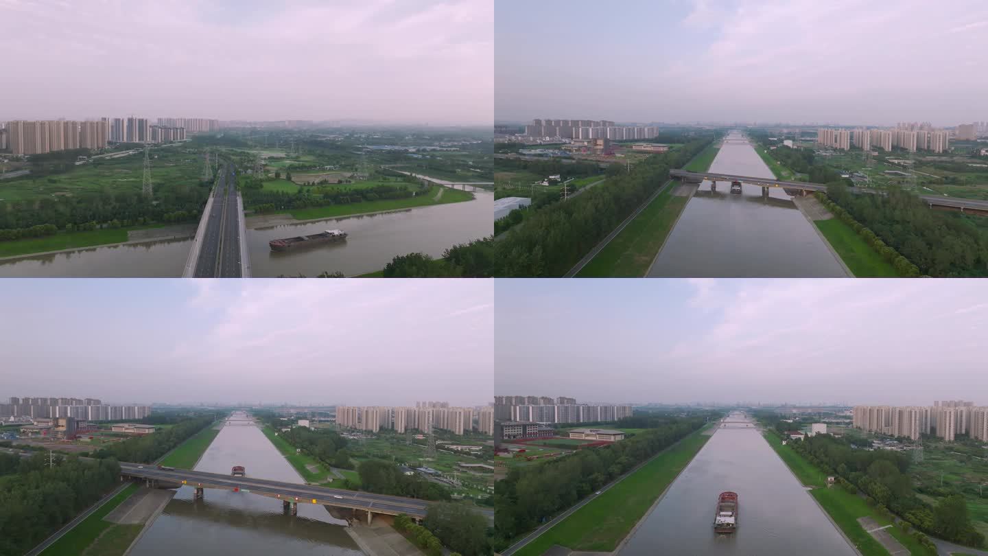 航拍·南京六合城市河道船运