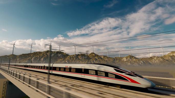 复兴号高速客运列车风车风能发电环保能源