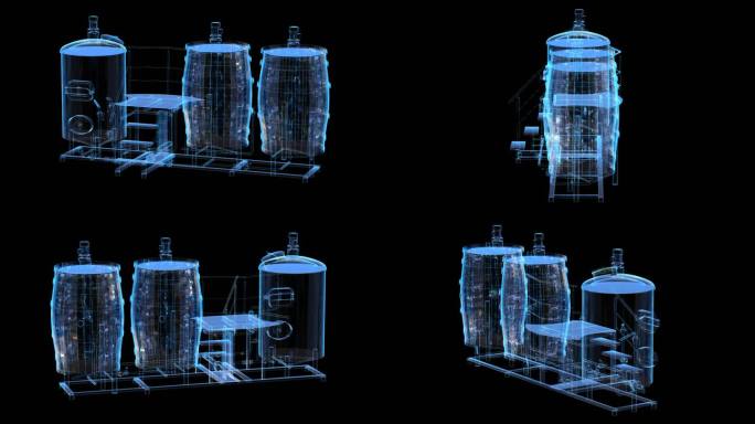 自酿啤酒机器酒桶科技全息通道素材