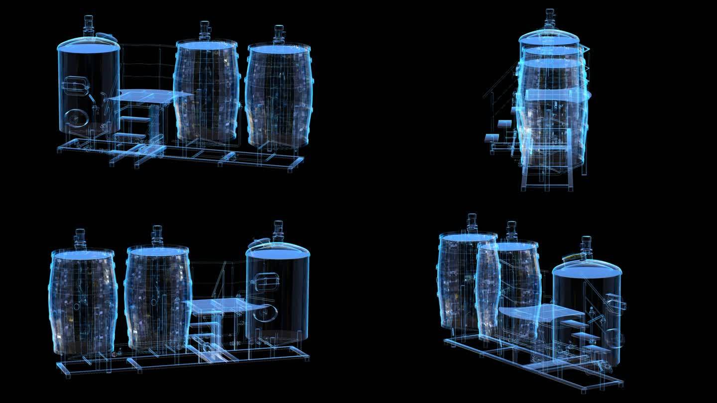 自酿啤酒机器酒桶科技全息通道素材