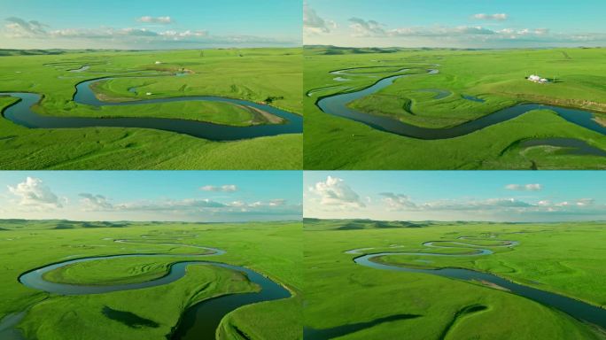 内蒙古呼伦贝尔大草原湿地草场河流