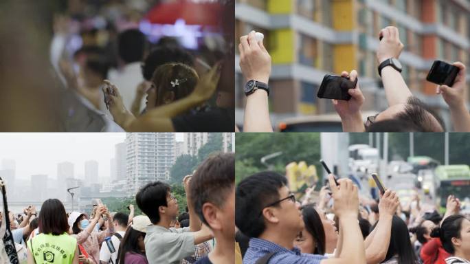 游客旅游拍照留念景区游客人群人流人海