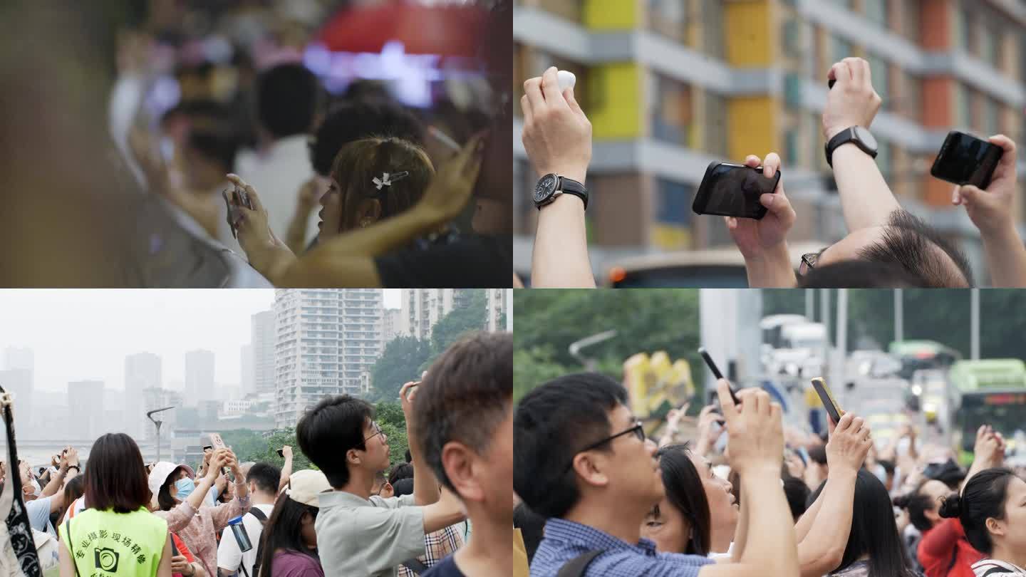 游客旅游拍照留念景区游客人群人流人海