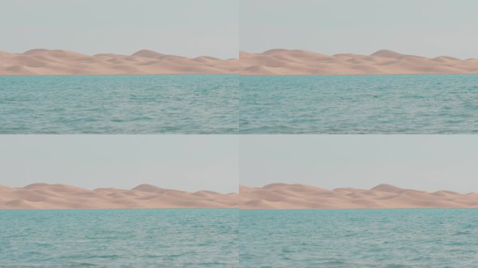 青海湖岸的沙丘与尕海湖水