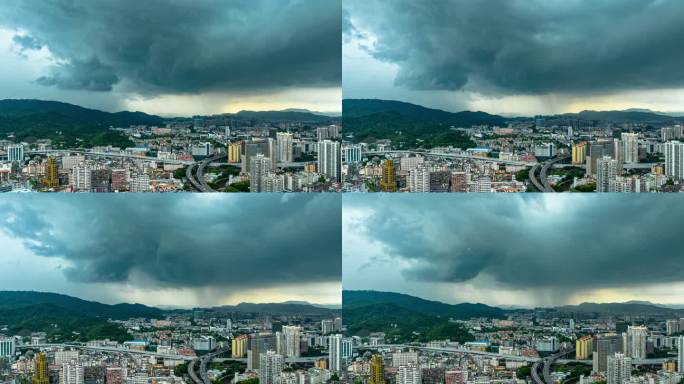 航拍台风乌云暴雨