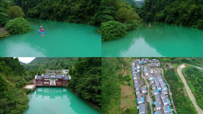 绿水青山森林湿地航拍湖水