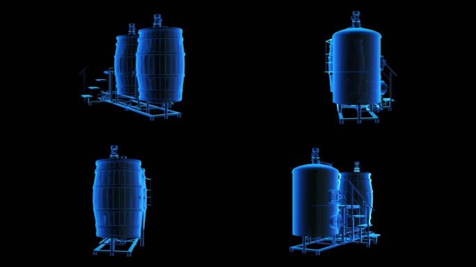 自酿啤酒机器酒桶全息蓝色科技通道素材